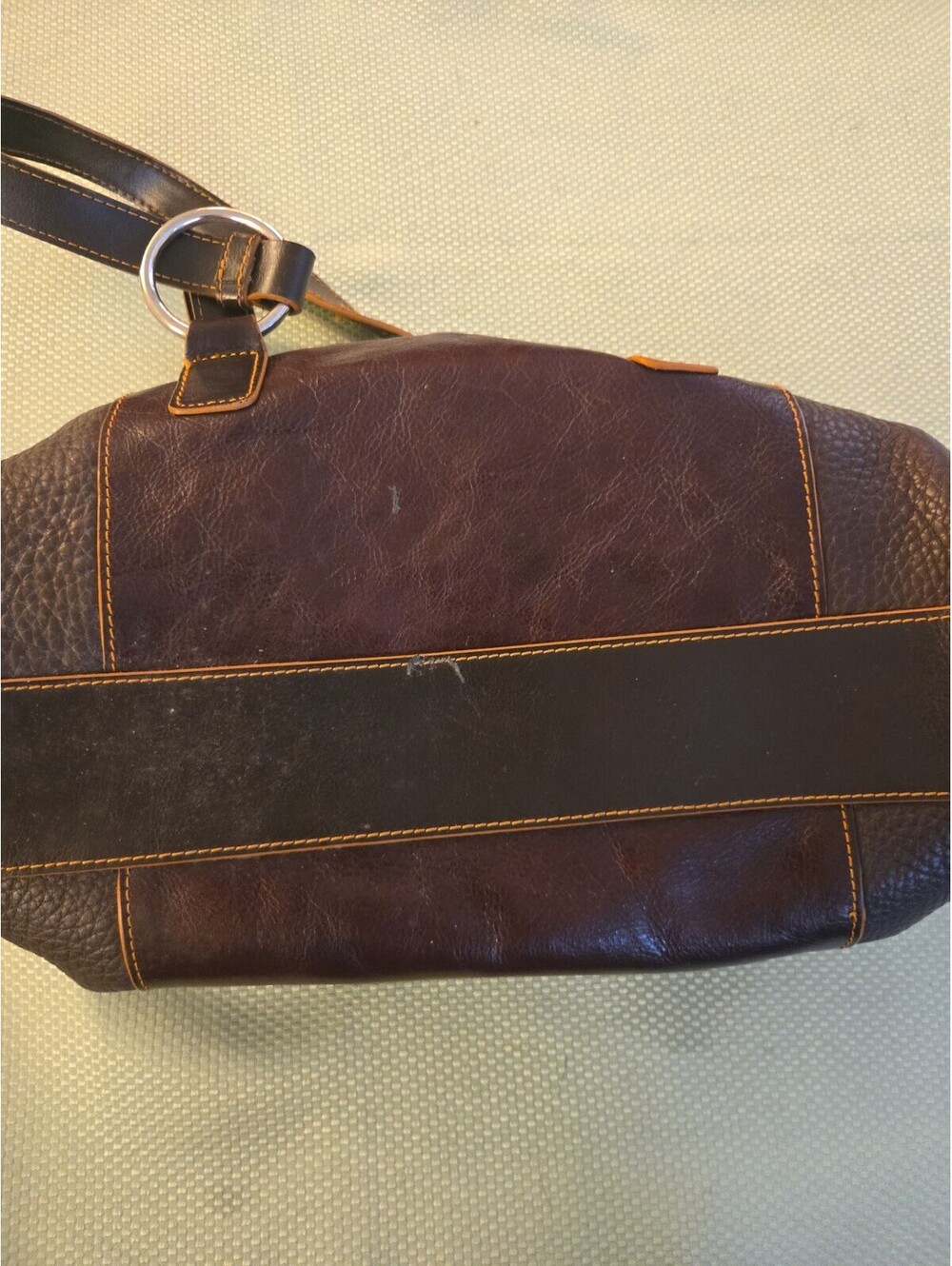 Kenneth Cole Reaction Brown Leather Duffel Satchel Bag *Broken Zipper* - Picture 3 of 7